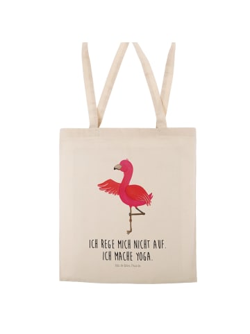 Mr. & Mrs. Panda Tragetasche Flamingo Yoga mit Spruch in Creme