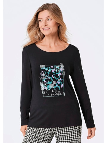 GOLDNER Shirt mit Glitzerprint, Rundhals in schwarz / gemustert