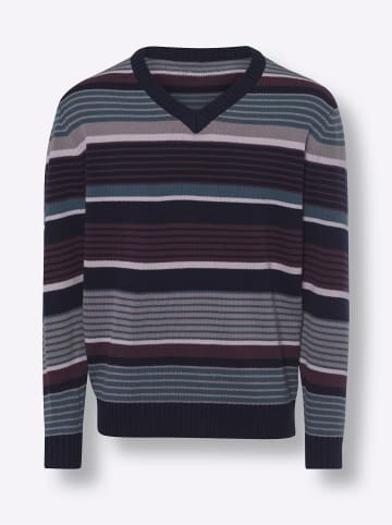 Sieh an! Pullover in aubergine-marine-gemustert