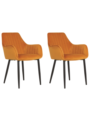 Beliani 2er-Set Esszimmerstuhl WELLSTON in Orange/Schwarz