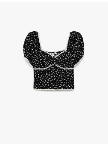KOTON BLUSE SS in Schwarz Gemustert