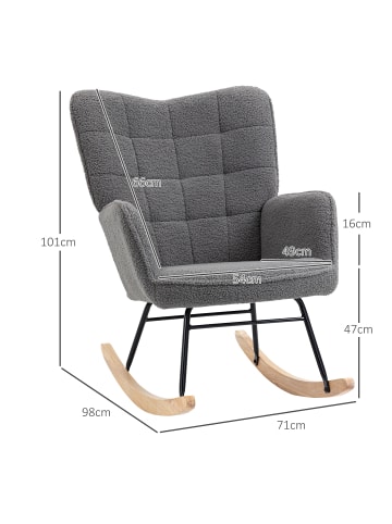 HOMCOM Schaukelstuhl-98T x 71B x 101H cm-Dunkelgrau