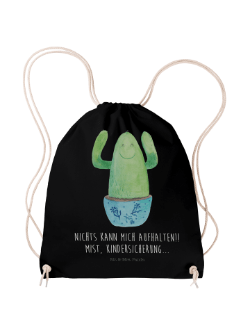 Mr. & Mrs. Panda Rucksack-Beutel Kaktus Happy mit Spruch in Schwarz