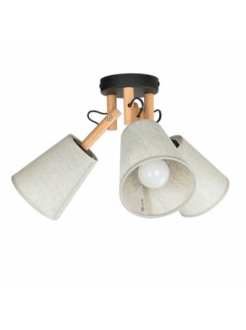 Licht-Erlebnisse Deckenlampe (B)46 x (L)46 x (H)30 cm in Holz hell Greige (Grau-Beige) Schwarz