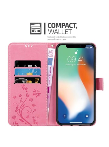 cadorabo Hülle für Apple iPhone X / XS Blumen Design in FLORAL ROSA