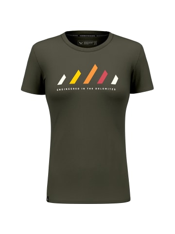 Salewa W PURE STRIPES DRYTT-SHIRT in Oliv