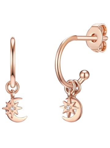 Glanzstücke München Ohrstecker Halbmond/Stern aus Sterling Silber mit Zirkonia in roségold