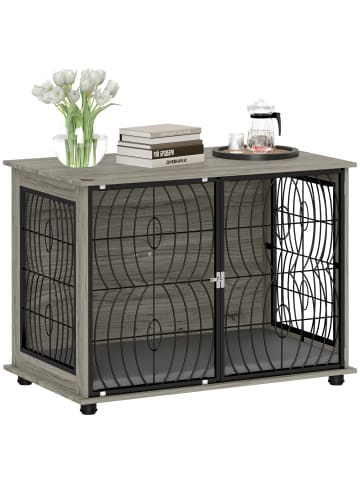 Pawhut Hundekäfig Grau 100L x 60B x 73,5H cm