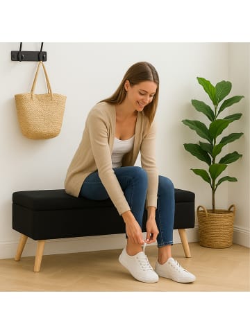 relaxdays Sitzbank in Schwarz  - (B)110 x (H)40 x (T)40 cm