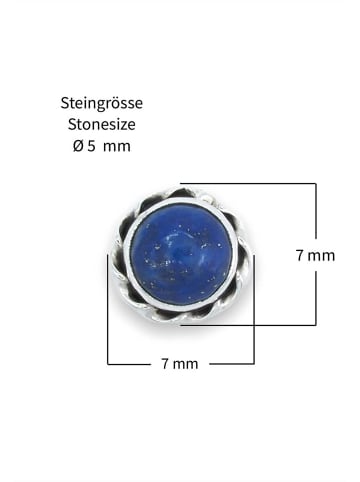 mantraroma 925er Silber - Ohrstecker (L) 7 x (B) 7 mm mit Lapis Lazuli