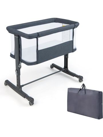 COSTWAY Beistellbett Babywippe mit Matratze 3 in 1 in Anthrazit