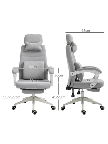 Vinsetto Bürostuhl-B62 x T68 x H117-127 cm-Grau