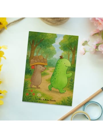 Mr. & Mrs. Panda Postkarte Schildkröte Maus Design ohne Spruch in Weiß