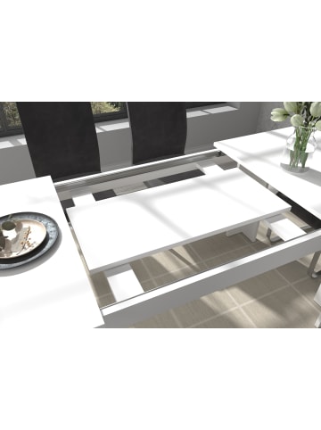 Inn.Furn Esstisch weiß 160 - 200 x 90 cm, Küchentisch ausziehbar