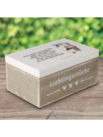 Mr. & Mrs. Panda Box mit Deckel Pinguin Kleine Schwester mit Spruch in Weiß