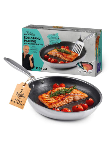 Kochwerk Edelstahl-Pfanne 24cm silber mit Wabenstruktur Silberfarben