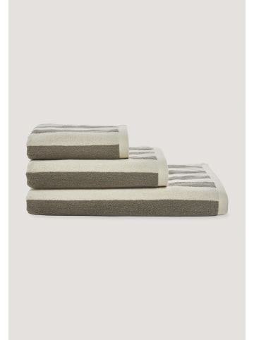 Hessnatur Hessnatur Streifen Handtuch aus reiner Bio-Baumwolle in beige