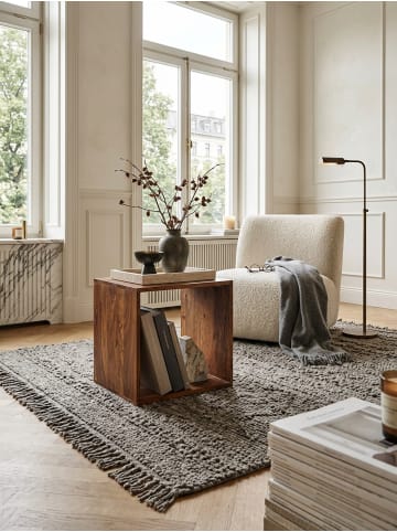 KADIMA DESIGN Cube Regal aus Massivholz, Beistelltisch/Bücherregal, vielseitig in Braun