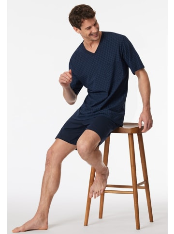 Schiesser Pyjama kurz für Herren in dunkel-blau