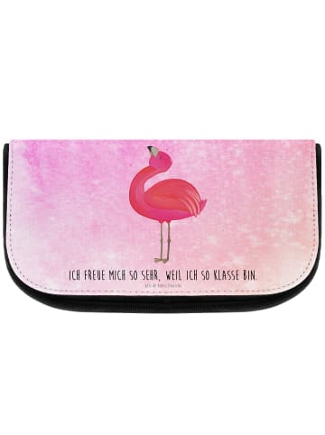 Mr. & Mrs. Panda Kosmetiktasche Flamingo Stolz mit Spruch in Aquarell Pink
