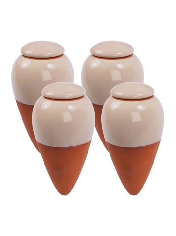 relaxdays 4 x Tonkegel in Terrakotta/ Beige - 350 ml