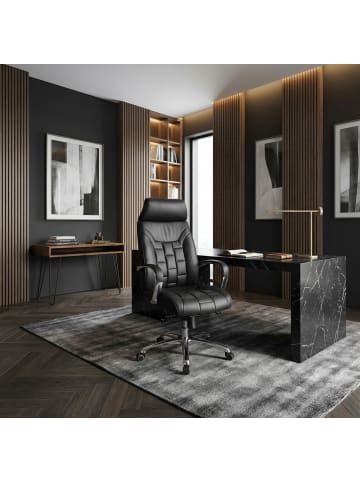 KADIMA DESIGN Bürostuhl Echtleder bis 120kg Schreibtischstuhl Wippfunktion