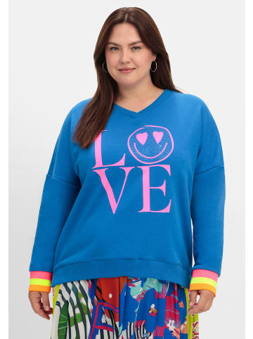 sheego Sweatshirt in blau bedruckt