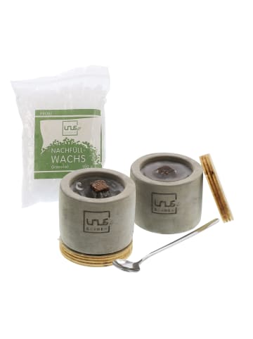 UNUS Outdoorkerze Kerzen quaderförmig 2er Set handgemacht in Grau