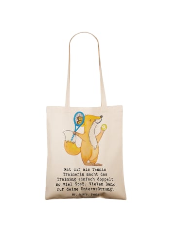 Mr. & Mrs. Panda Stofftasche Tennis Trainerin Spaß mit Spruch in Creme