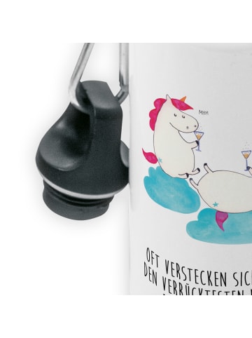 Mr. & Mrs. Panda Aluflasche Einhorn Sekt mit Spruch in Weiß