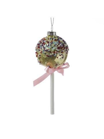 MARELIDA Weihnachtsbaumschmuck Lolli Cake Pop mit Perlen aus Glas H: 16cm in gold