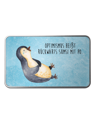 Mr. & Mrs. Panda Aufbewahrungsbox Pinguin Lachen mit Spruch in Eisblau