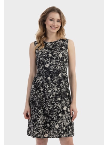 Usha Damen Midikleid Mit Retro-Print in Schwarz Mehrfarbig