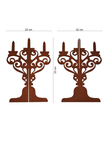 UNUS Kerzenständer Rost bestehend aus 2 Steckelementen in Braun