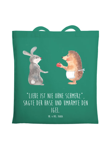 Mr. & Mrs. Panda Strandtasche Hase Igel mit Spruch in Mint