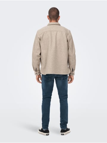 Only&Sons Lockere Hemd Jacke Workwear Shacket ONSASH in Beige