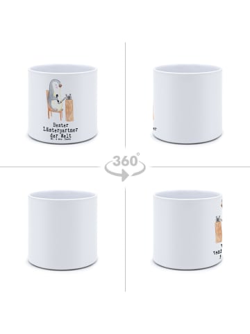 Mr. & Mrs. Panda Blumenkübel Pinguin Bester Lästerpartner der We... in Weiß