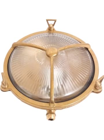 Licht-Erlebnisse Außen Wandlampe Ø 21 x (H)21 cm in Messing