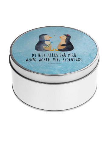 Mr. & Mrs. Panda Dose Pinguin Pärchen mit Spruch in Eisblau