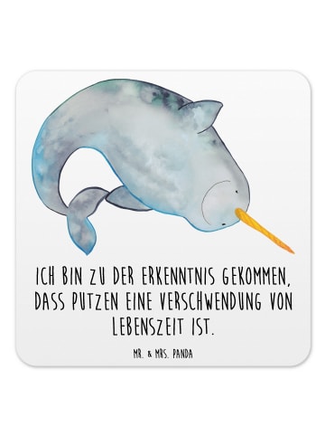 Mr. & Mrs. Panda Bierdeckel Narwal mit Spruch in Weiß