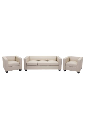 MCW 3-1-1 Couchgarnitur Lille, Kunstleder, creme