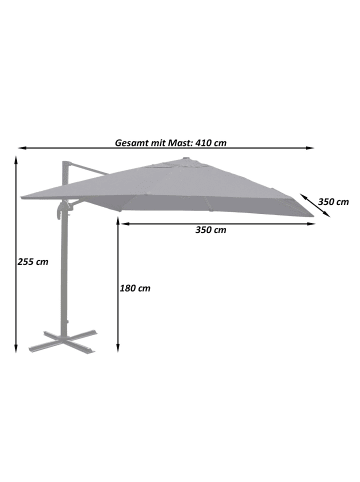 MCW Gastronomie-Ampelschirm A96, Türkis ohne Ständer, drehbar