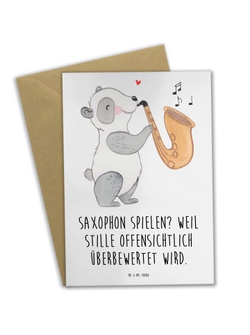 Mr. & Mrs. Panda Beileidskarte Saxophon Leidenschaft mit Spruch in Weiß