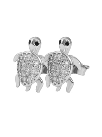 Adeliás Kinder Ohrstecker Schildkröte aus 925 Silber mit Zirkonia in silber