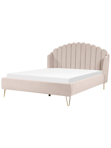 Beliani Doppelbett AMBILLOU in Beige/Gold - (W) 197 x (H) 126 x (L) 214 cm