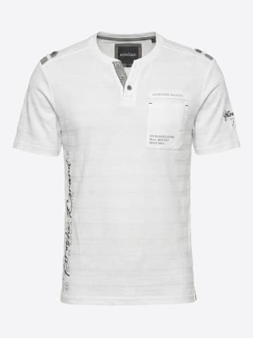 KOROSHI Henley cotton bedrucktes fancy t-shirt in weiß