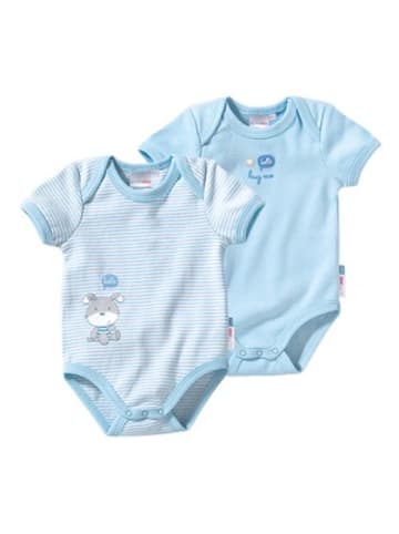 Bornino 2er-Pack Bodys kurzarm in Blau