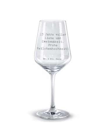 Mr. & Mrs. Panda glas für rotwein Spruch 13. Hochzeitstag Veilch... in Transparent