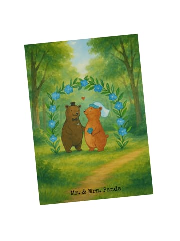 Mr. & Mrs. Panda Postkarte Bären Hochzeit Design ohne Spruch in Weiß