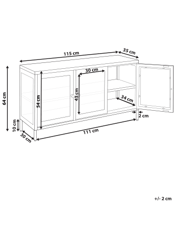 Beliani Vitrine NEWPORT in Beige/Gold - (W) 115 x (H) 64 x (L) 35 cm